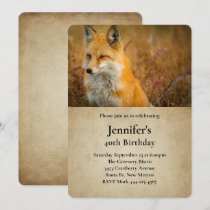 Invitación Foto de cumpleaños de la naturaleza de Cute Red Fo