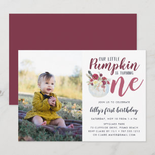 Invitación Foto de cumpleaños de la primera fiesta de otoño d