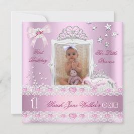 Invitación Foto de cumpleaños de la primera princesa pequeña