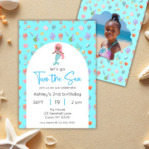 Invitación Foto De Cumpleaños De La Sirena Dos Marinas
