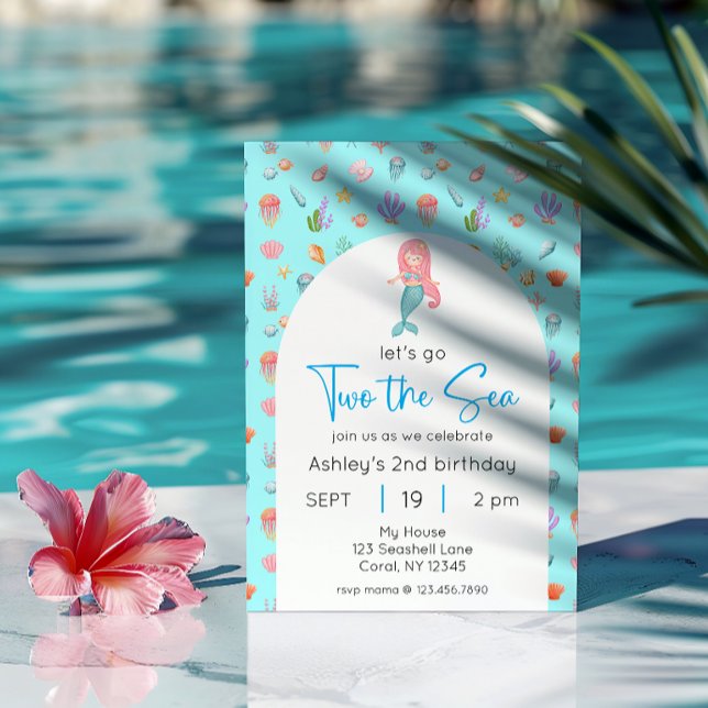Invitación Foto De Cumpleaños De La Sirena Dos Marinas (Subido por el creador)