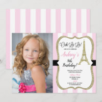 Foto de cumpleaños de la torre Eiffel de París ros