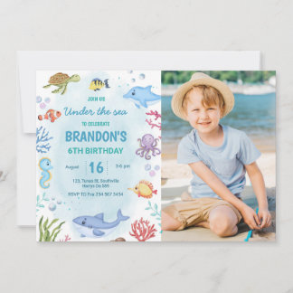 Invitación Foto de cumpleaños de la tortuga de tiburón ballen