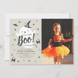 Invitación Foto de cumpleaños de Little Boo Ghost Halloween