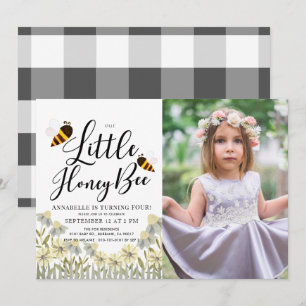 Invitación Foto de cumpleaños de Little Honey Bee Daisy