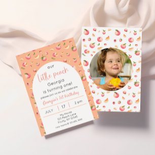 Invitación Foto de cumpleaños de Little Peach