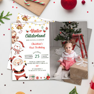 Invitación Foto de cumpleaños de los Navidades de Onederland 