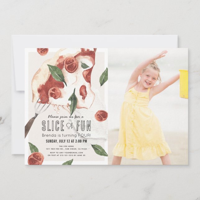 Invitación Foto de cumpleaños de los niños de Fun Margherita  (Anverso)