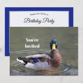 Invitación Foto de cumpleaños de Mallard Duck Drake Water