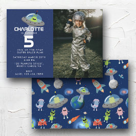 Invitación Foto de cumpleaños de monstruo alienígena moderno