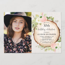 Invitación Foto de cumpleaños de mujeres rusas de bosques flo