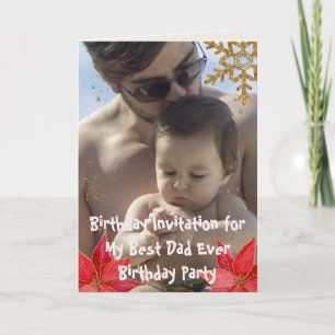 Invitación Foto de Cumpleaños de Navidad del Mejor Papá del M