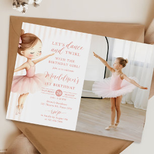 Invitación Foto de cumpleaños de niña bailarina de ballet con