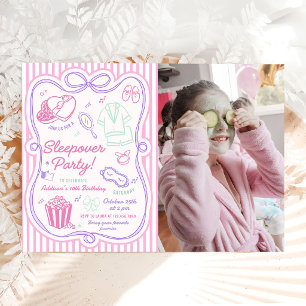 Invitación Foto de cumpleaños de niña de fiesta de pijamas