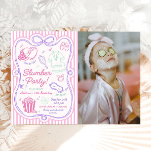 Invitación Foto de cumpleaños de niña de fiesta de pijamas