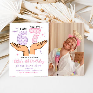 Invitación Foto de cumpleaños de niña de seis siete años