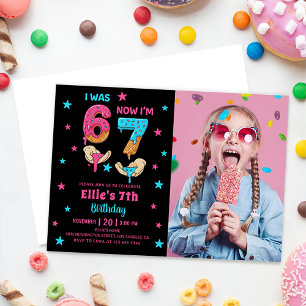 Invitación Foto de cumpleaños de niña de seis siete años