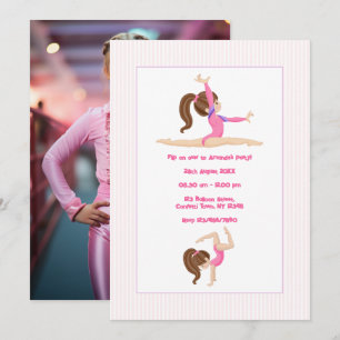 Invitación Foto de cumpleaños de niña gimnasta
