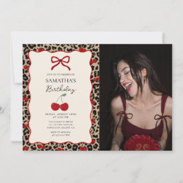 Invitación Foto de cumpleaños de niña leopardo guepardo coque
