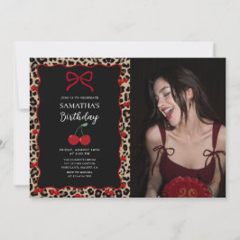 Invitación Foto de cumpleaños de niña leopardo guepardo coque
