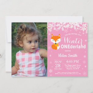Invitación Foto de cumpleaños de niña zorro de Winter Onederl