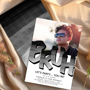 Invitación Foto de cumpleaños de niño 'BRUH'