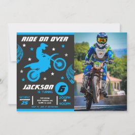Invitación Foto de cumpleaños de niño con moto de motocross 