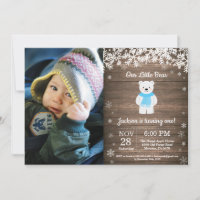Foto de cumpleaños de niño con oso polar rústico d