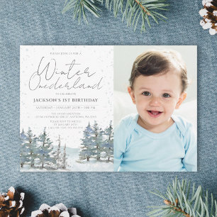 Invitación Foto de cumpleaños de niño de Onederland de invier