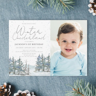 Invitación Foto de cumpleaños de niño de Onederland de invier