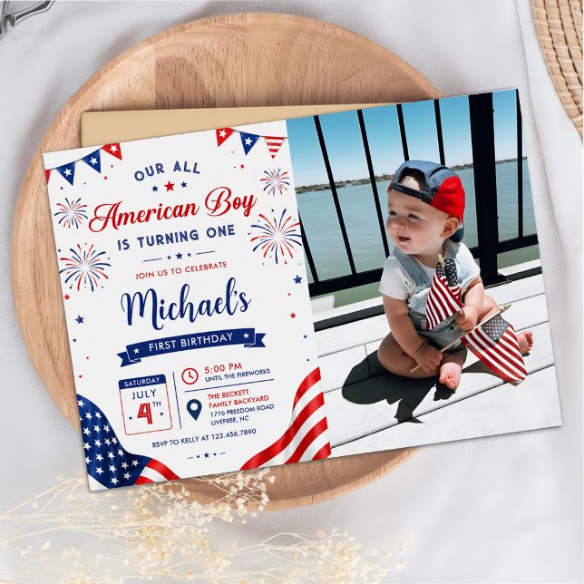 Invitación Foto de cumpleaños de niño totalmente americano el (Subido por el creador)