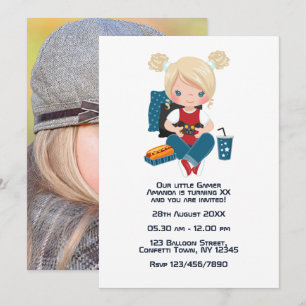 Invitación Foto de cumpleaños de niños con tema de juegos