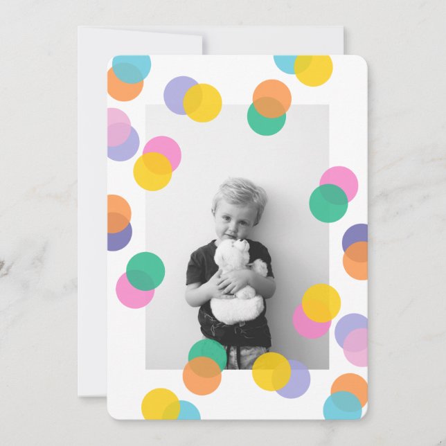 Invitación Foto de cumpleaños de niños de Confetti (Anverso)
