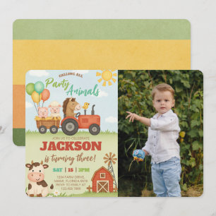 Invitación Foto de cumpleaños de niños de rancho de animales