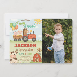 Invitación Foto de cumpleaños de niños de rancho de animales