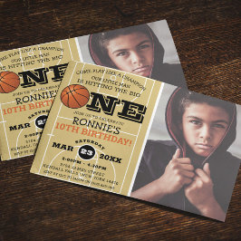 Invitación Foto de cumpleaños de niños geniales de baloncesto