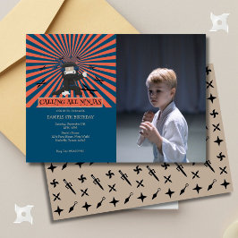 Invitación Foto de cumpleaños de niños guerreros de Ninja