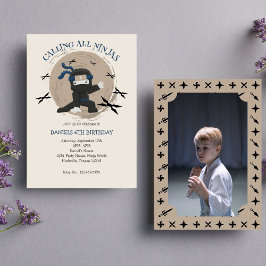 Invitación Foto de cumpleaños de niños guerreros de Ninja
