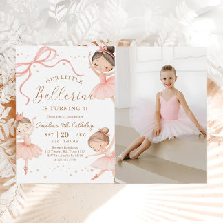 Invitación Foto de cumpleaños de nuestra pequeña bailarina Co
