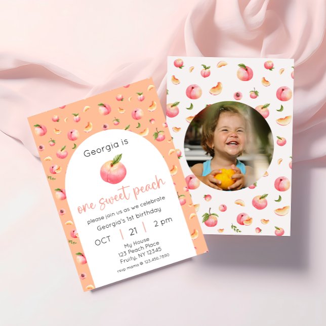 Invitación Foto de cumpleaños de One Sweet Peach (Subido por el creador)