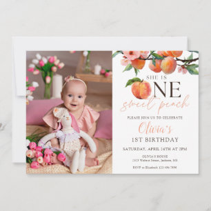 Invitación Foto de cumpleaños de One Sweet Peach