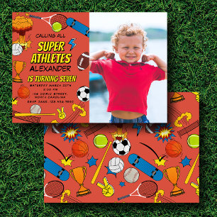 Invitación Foto de cumpleaños de pelotas atléticas de deporte