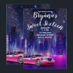 Invitación Foto de cumpleaños de Pink Limo Limousine City Swe<br><div class="desc">Personalizar para su evento</div>