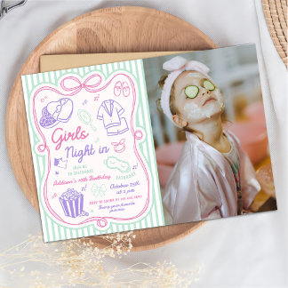 Invitación Foto de cumpleaños de preadolescente fiesta de pij