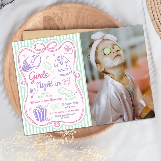 Invitación Foto de cumpleaños de preadolescente fiesta de pij (Subido por el creador)