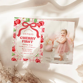 Invitación Foto de Cumpleaños de Primera Comunión con Lazo Co