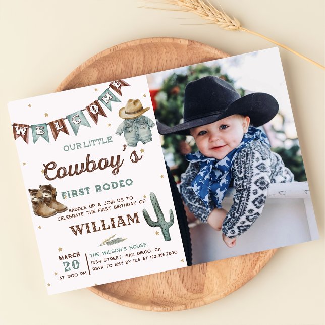 Invitación Foto de cumpleaños de Rodeo Wild West Cowboy (Subido por el creador)