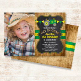Invitación Foto de cumpleaños de Rustic Green Tractor
