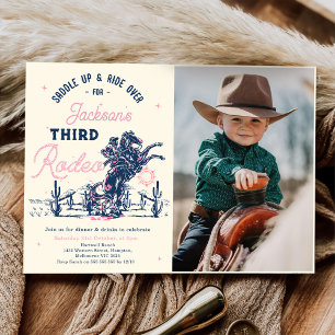 Invitación Foto de cumpleaños de Saddle up Third Rodeo Cowboy