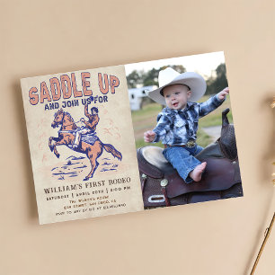 Invitación Foto de cumpleaños de Saddle Up Western Cowboy Rod